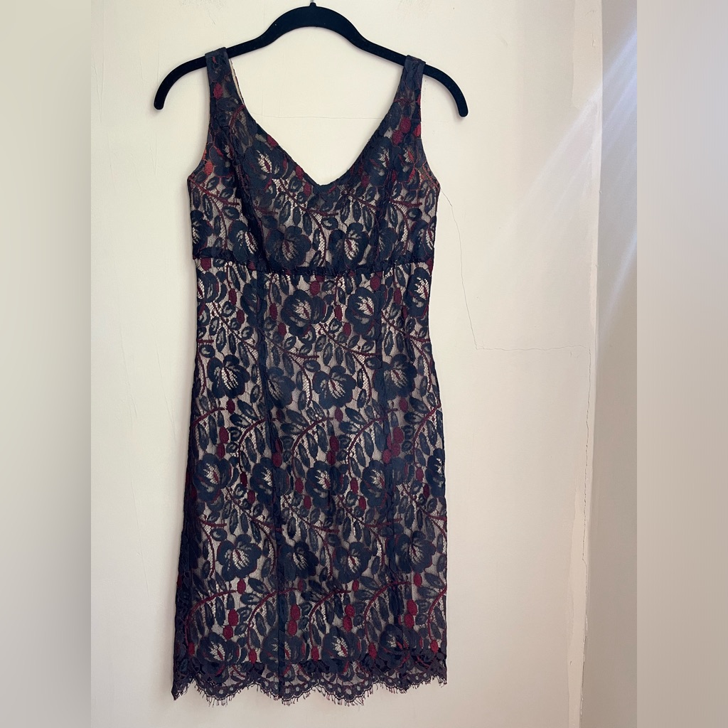 Vintage 90s Lace Nude Illusion Mini Dress